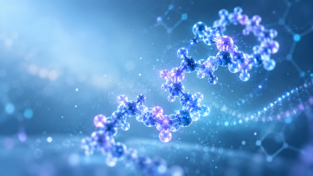 Glowing Peptide Helix in Blue Space